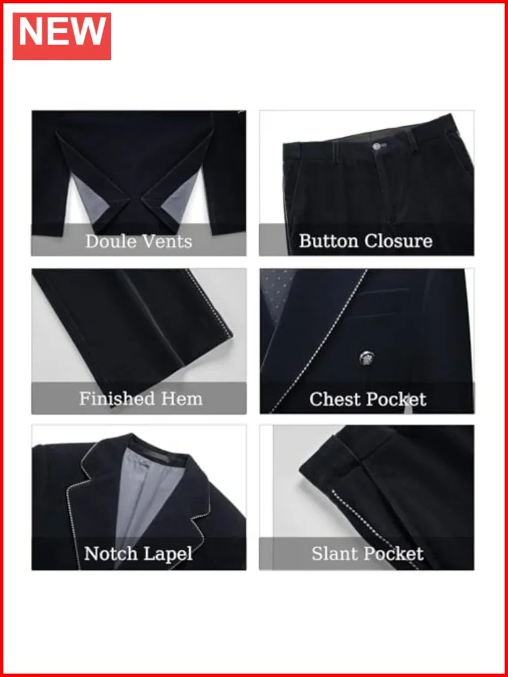 Men's Velvet Double Breasted Tuxedo 2 Piece Slim Fit Suit Prom Wedding